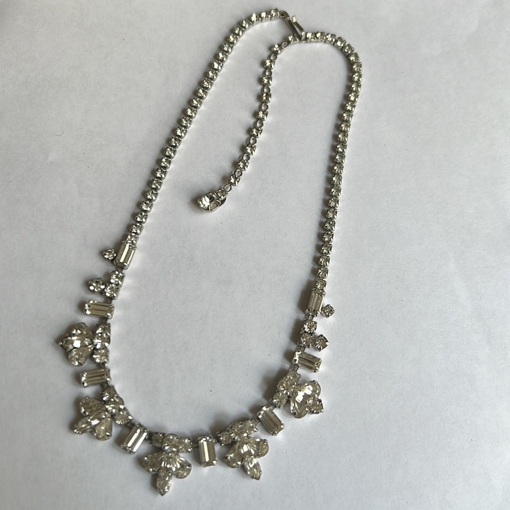 Sherman Vintage Rhinestone Crystal Silver Choker Statement Necklace - Picture 9 of 16